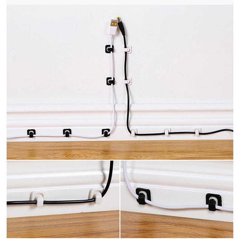 Cable Cord Wire Line Organizer Clips Fixer Desk Wall Organiser Tie Fixer Organizer uygun fiyatlı
