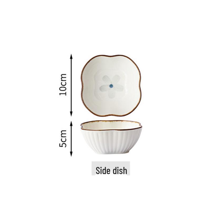 Japanese Ceramic Ink Wash Bowl and Plate Set - Tableware for Home Dining