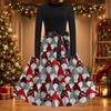 Women's Casual Fashion Christmas Print Round Neck Vintage Dress for Holiday Parties