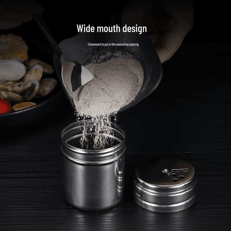Stainless Steel Spice Jars: Chili, Black Pepper, Cumin Seasoning & Toothpick Holder for BBQ