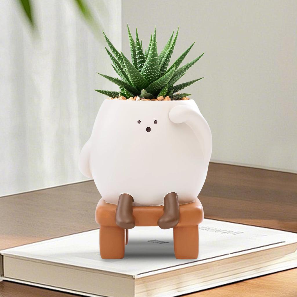 Smile Face Flower Pot Reusable Unique Sit Chair Succulent Pots Wear Resist Creative Small Potted Ornament for Indoor Outdoor