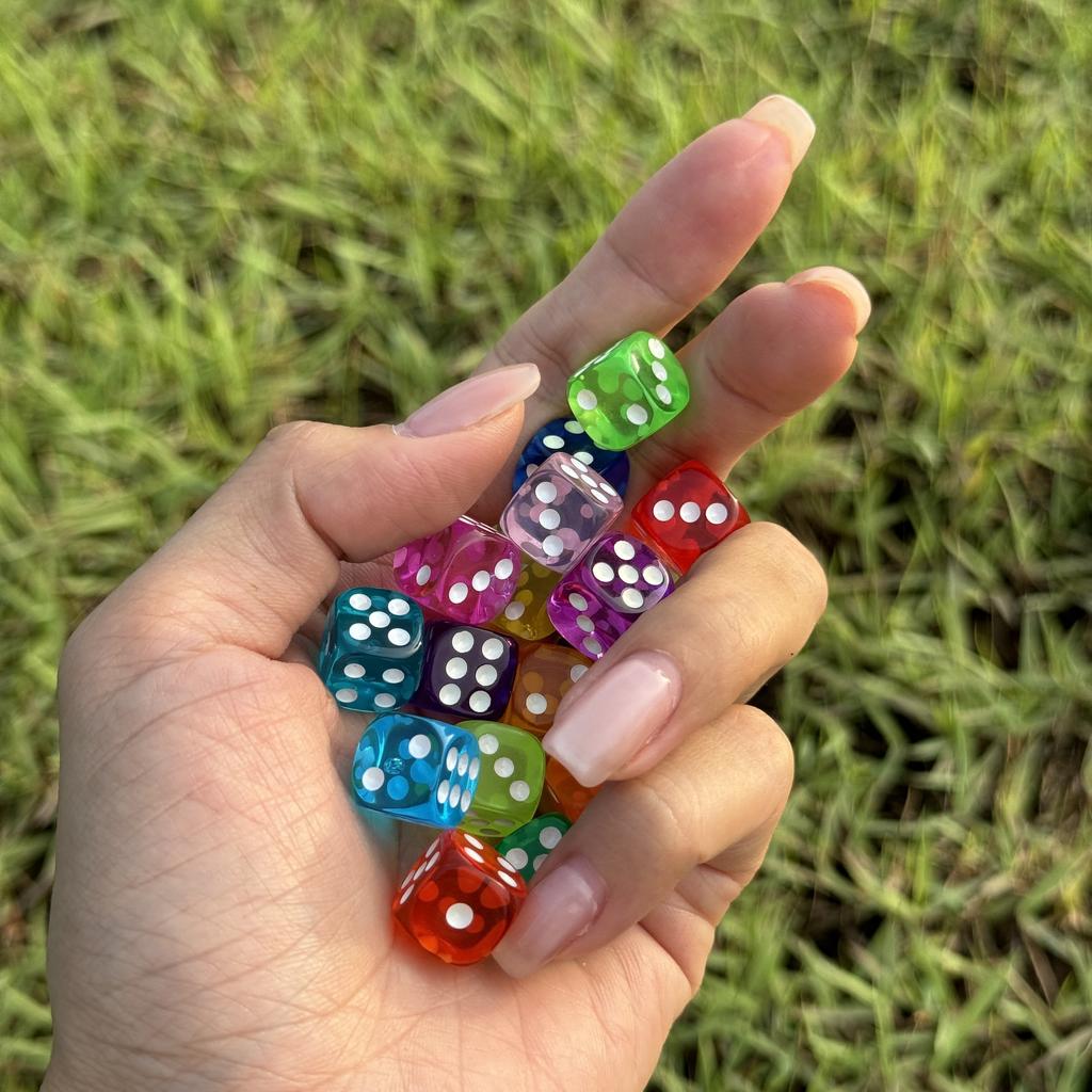 20/50PCS Acrylic Dice Set, 12mm Rounded Corners, Transparent Candy Color, Versatile for Board Games, Party Gifts, Action Games