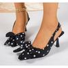 Summer High Heels Polka Dot Women Sandals Fashion Singbacks Mules Shoes Elegant Satin Butterfly-knot Stripper Party Sandalias