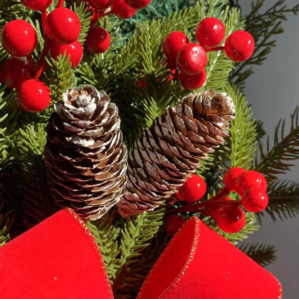 45cm Weihnachtsgirlanden mit Tannenzapfen, roten Beeren, künstliche Weihnachtskränze für Zuhause, Weihnachtsbaum, Treppe, Tür, Neujahrsdeko