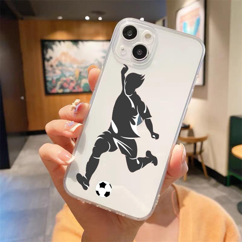 Fußball Fußball Stoßfeste klare Telefonhülle für iPhone 14 13 12 11 Pro Max 7 8 Plus X XR XS Max SE 2022 Silikonhülle Fundas