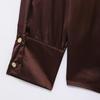 2025 Spring Women's Elegant Silk Satin Lapel Shirt - Casual, Loose Fit