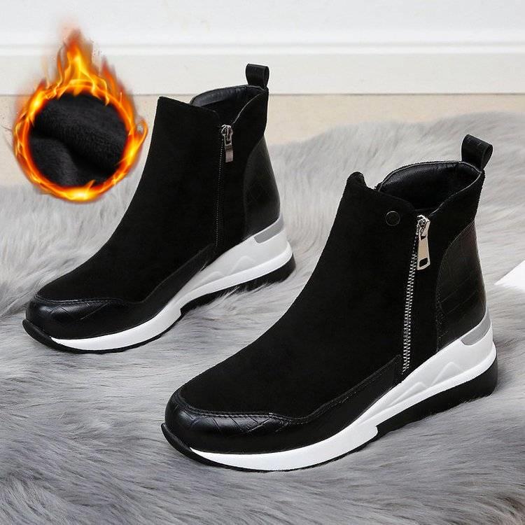Molett Méretű Csizmák Női Téli Lejtős Sarkú Hócsizmák Cipők Magasszárú Egyszerű Cipők