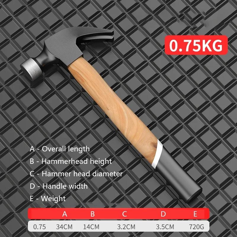 Multi Function Mini Hammer Smashing Walnut Round Head Wooden Handle Hammer Car Escape Tool Hand Hammer 0.25-0.75kg Claw Hammer