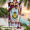 Beach Towel Burnley Football Print Custom Name Text Soft Towel for Swimming Pool
