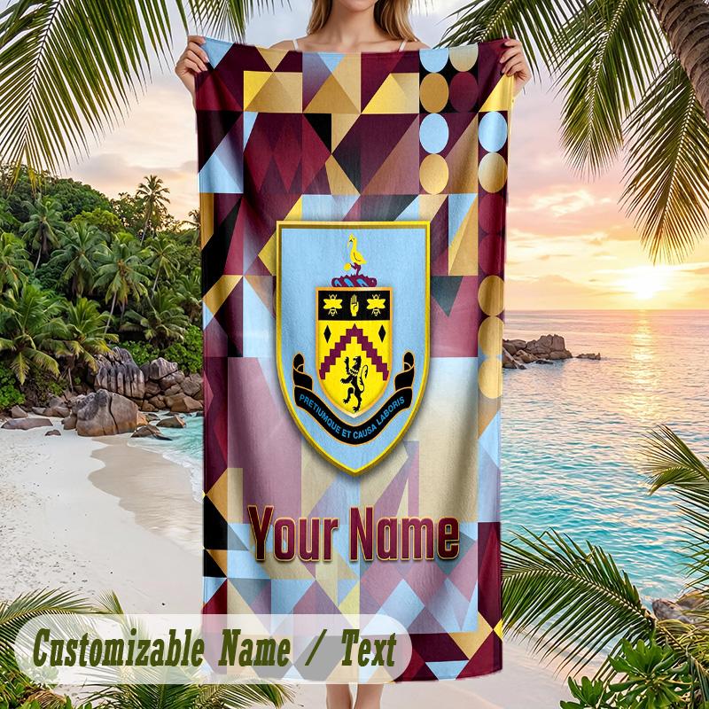 Beach Towel Burnley Football Print Custom Name Text Soft Towel for Swimming Pool