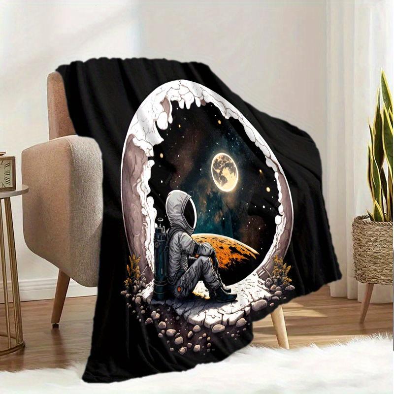 Cozy Astronaut Space Adventure Flannel Blanket – Soft, Durable Throw for Sofa, Bed, Office, Travel & Outdoor Use – All-Season