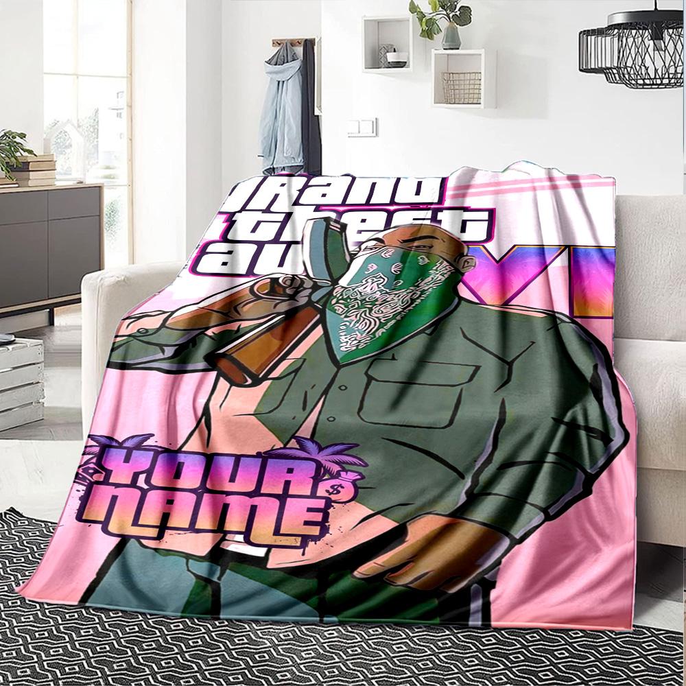 Gta Customize Your Name Blanket Lightweight Customizable Blanket Soft & Cozy Throw For Home Decor Bed Nap Sofa Four Seasons Universal