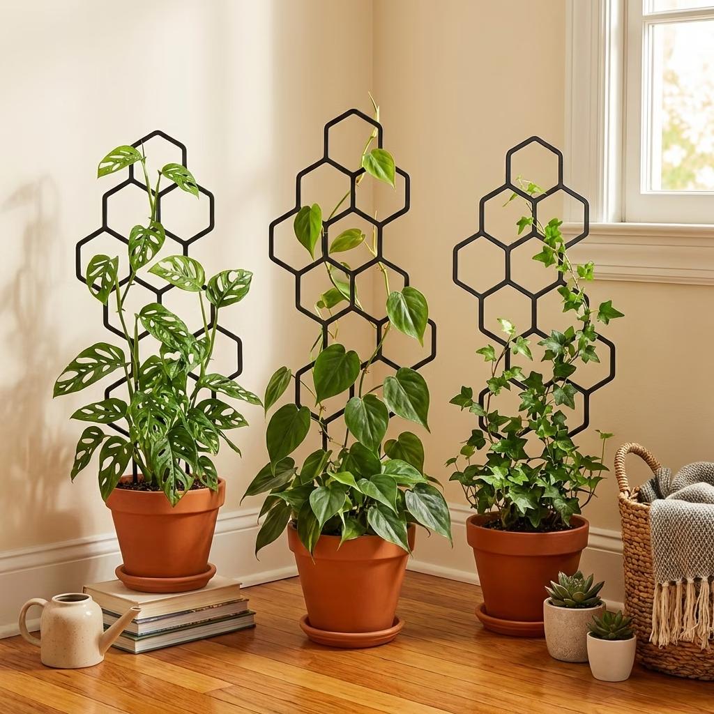 2pcs Honeycomb Plant Climbing Trellis Indoor Garden Support Rods Rust-Resistant Plastic Stake Gardening Accessories