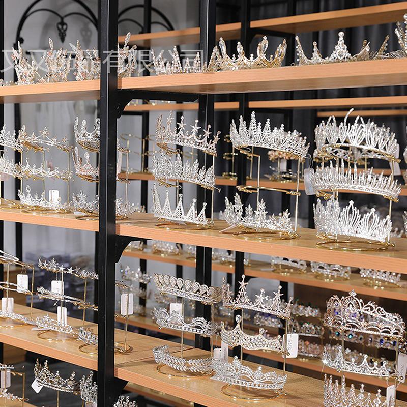 Bride Crown Bandita Suport Tiara Princess Crown Display Raft Metal Gold Bandete Organizator
