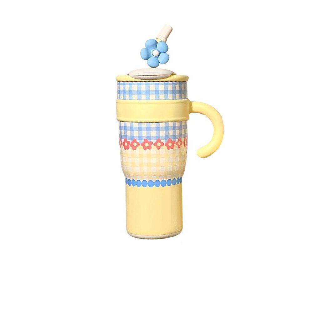

Large Capacity Insulated Cup 1200mL Vacuum Mug Portable Thermal Cup Drinkware Yellow