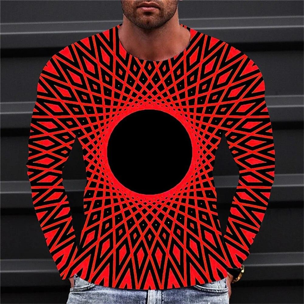 Neues Herren-T-Shirt, T-Shirt, grafische Technologie, Rundhalsausschnitt, Kleidung, 3D-Druck, Outdoor, lässig, langärmelig, Modedesigner, einfach