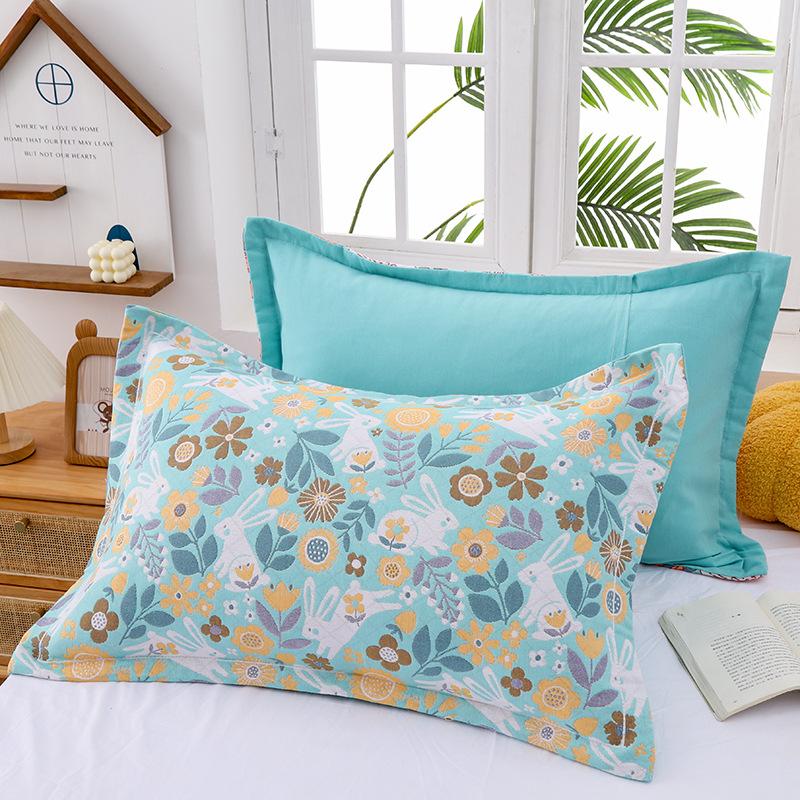 

2 шт., домашняя хлопково-марлевая наволочка для взрослых и детей, фиксированная не ниспадающая кружевная пара, домашний декор для отеля 2pc 52*78cm