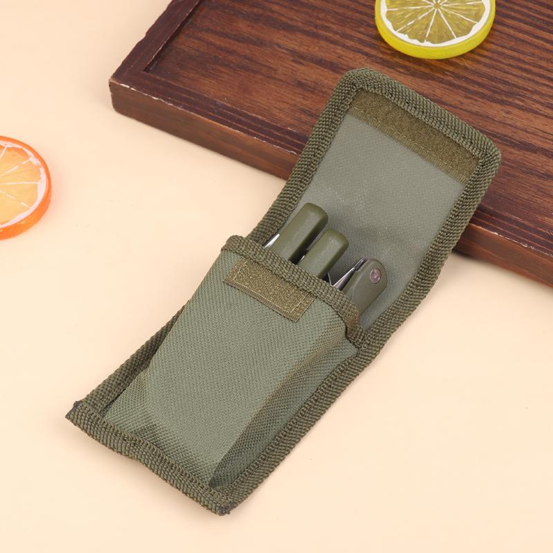 3ks přenosná mini sada nerezového nádobí Skládací sada příborů se lžící, vidličkou, noži pro venkovní kempování, piknik Talheres