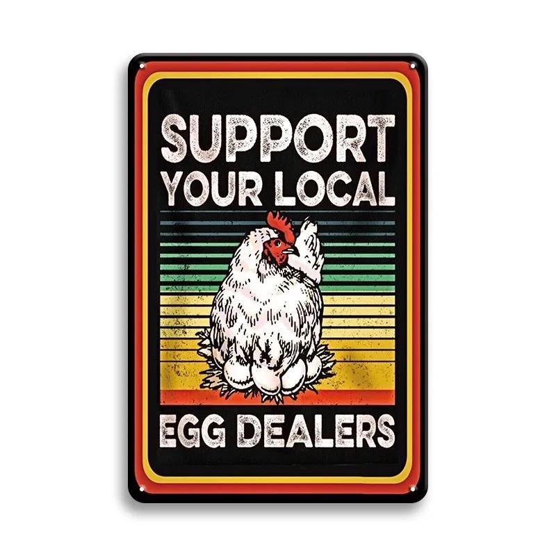 Farm Chicken Färska ägg Metall Plåtskyltar Vintage plakett Väggdekor Plåttallrik Retro affisch Bar Happy Farm Hem Väggdekor