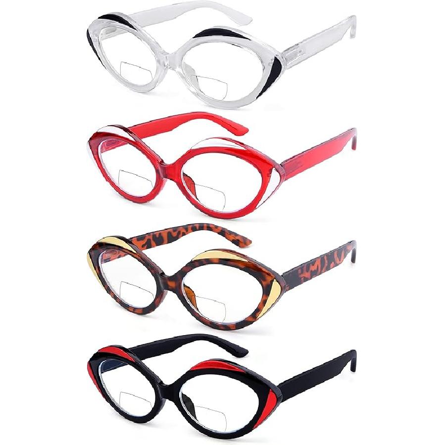 Eyekepper 4-pack Bifocal Reading Glasses for Women Bi-focal Readers Oval 2.0 x