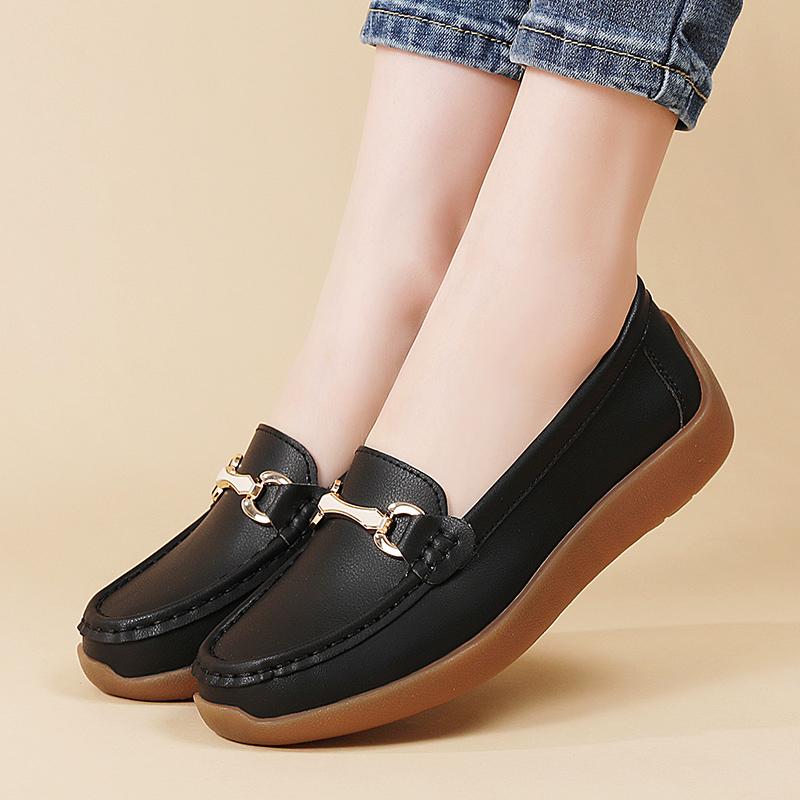 Women Black Moccasins Driving Shoes Flats Casual Nurse Loafers Khaki Minimalist Maternity Office Shoes Large Size