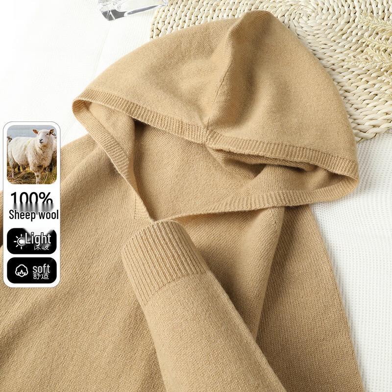 SNOWFLYING Women's Hooded 100% Wool Sweater
