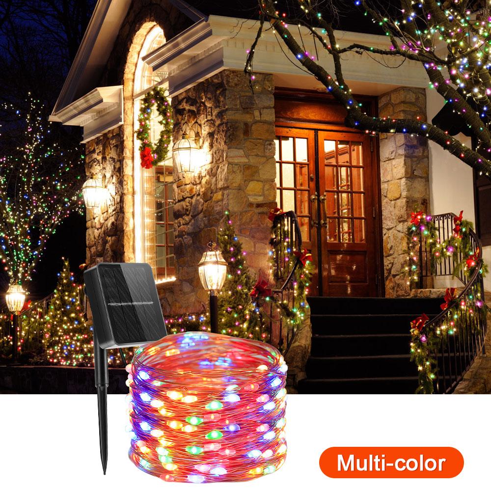 

Уличные светодиодные солнечные гирлянды Fairy, 300/200/100/50 светодиодов, медно-серебряная проволочная гирлянда, водонепроницаемая, 8 режимов для рождественской свадьбы 7m 50 leds