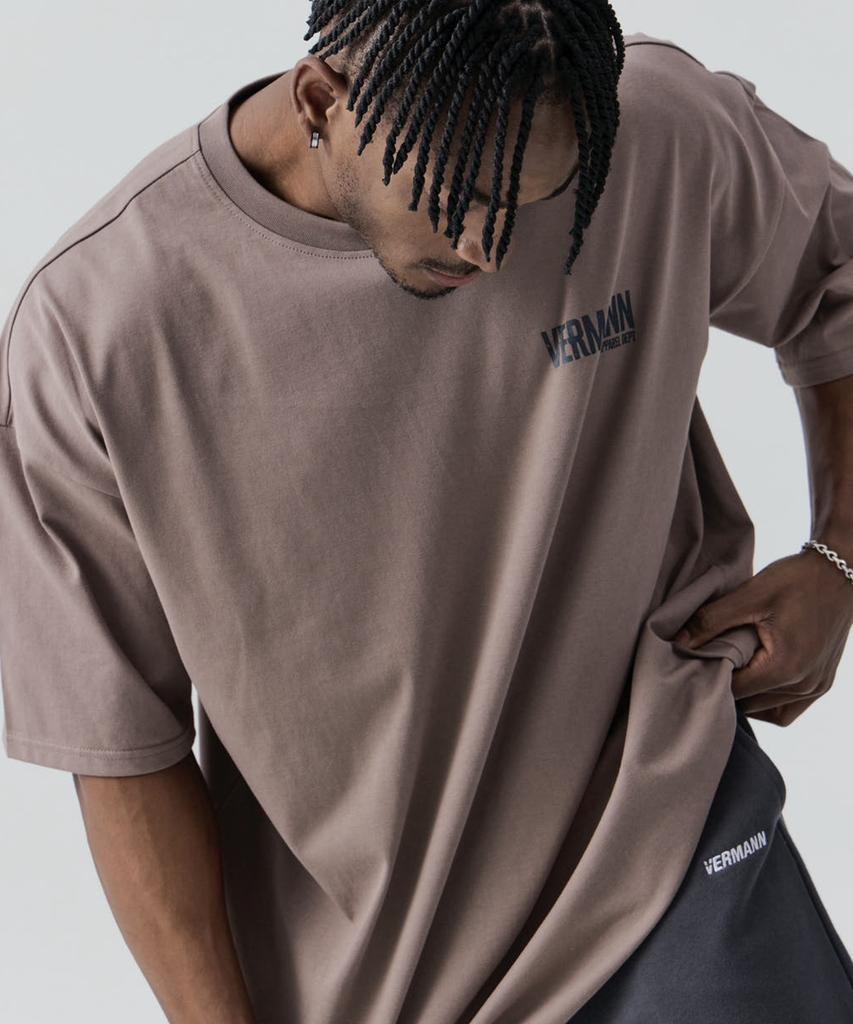 Beleumaneopaeleol Crack Logo Oversized Short Sleeve T-Shirt Brown