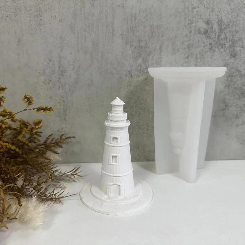 Lighthouse Ornament Gypsum Mold Lighthouse Aromatherapy Candle Silicone Mold