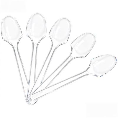 NUOLUX Disposable Plastic Spoons, 100 Pieces, 12cm, Clear, for Ice Cream and Desserts, Perfect for Tasting, Commercial Use