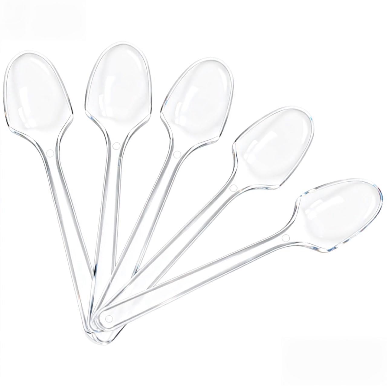 

NUOLUX Disposable Plastic Spoons, 100 Pieces, 12cm, Clear, for Ice Cream and Desserts, Perfect for Tasting, Commercial Use