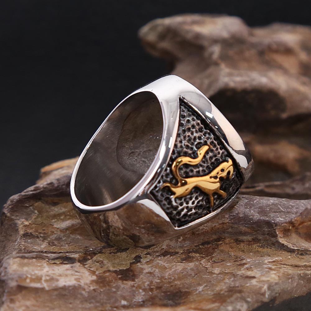 Fashion Vintage Nordic Viking Wolf Ring for Men Stainless Steel Ice Wolf House Stark Winterfell Animal Rings Punk Jewelry Gifts