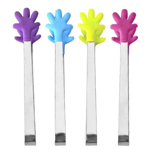 Mini Sugar Tongs, Small Silicone Tongs, Palm-Style Food-Grade Stainless Steel Clamp - Small Kitchen Reusable Serving Tongs for Coffee Bars, Food-Grade