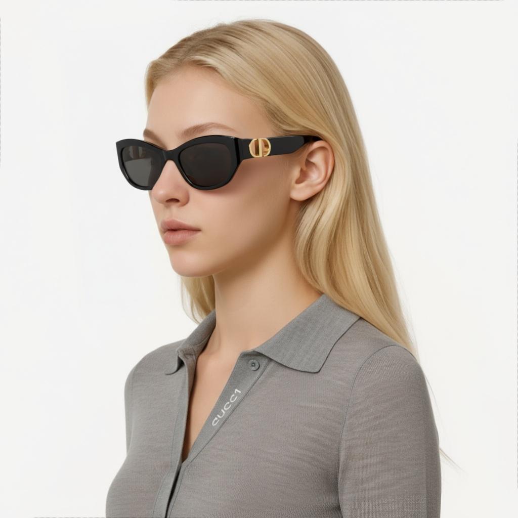 Dior Hollow Logo Irregular Frame Sunglasses Women Sunglasses Black 30MTB5UXR10A0