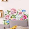 Hand Painted Peony Butterflies Floral Plants Self Adhesive Wall Stickers for Living Room Bedroom Home Decor Wall Art