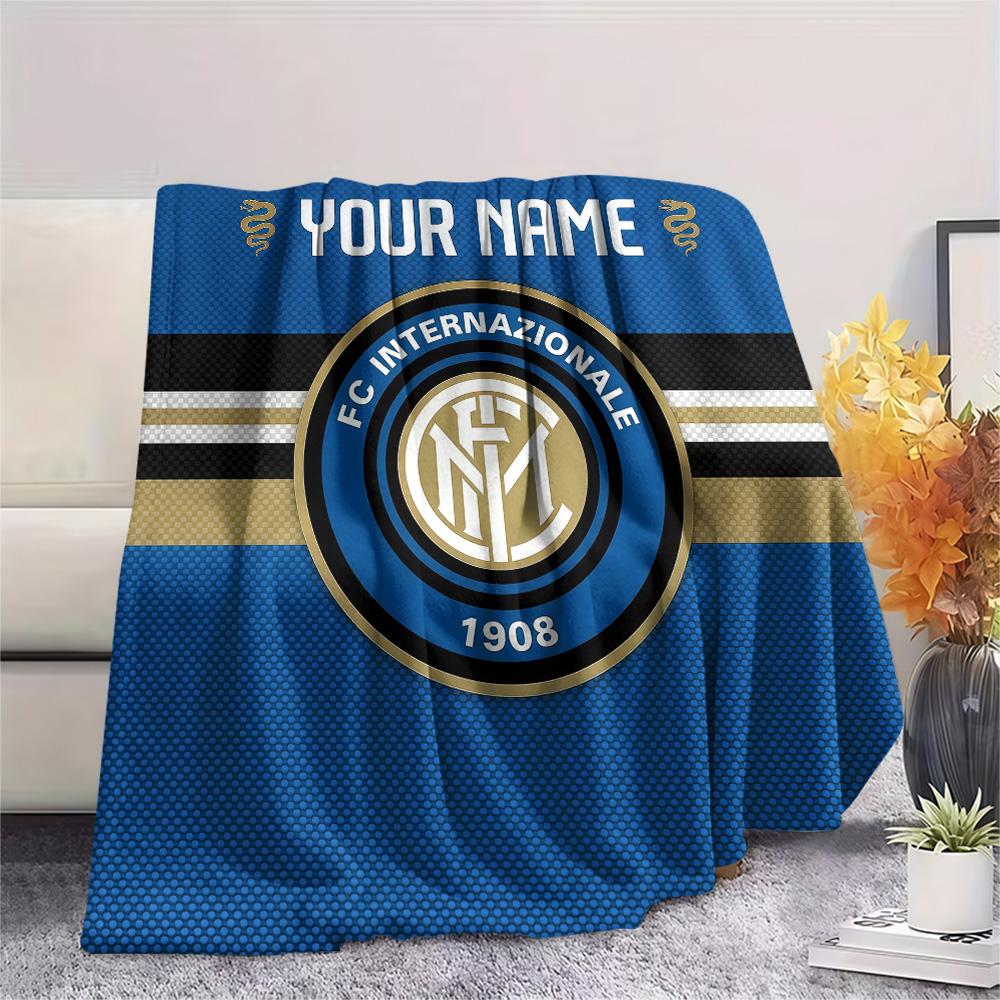 Benutzerdefinierter Name Inter Mailand 2 Flanelldecke, Hohe Qualität, Bequem für alle Jahreszeiten, Heimdekoration, Wärme und Komfort