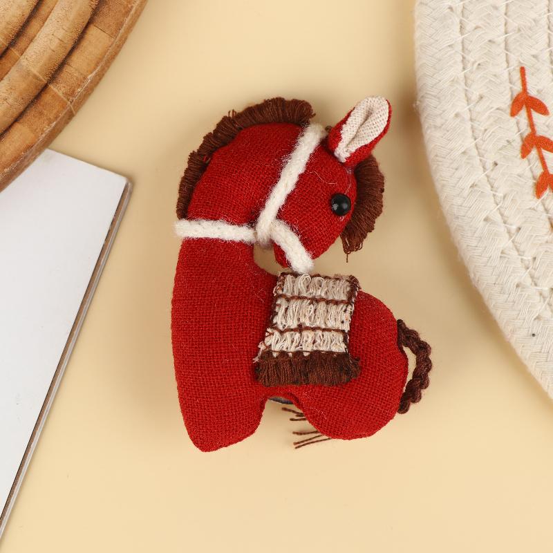 

Year Of The Horse Year Festive Doll Brooch Chinese Style Pony Badge Zodiac Schoolbag Decor Gift as the picture