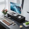 Dual Monitor Stand Riser with 2 Drawers, Adjustable Length and Angle, 116cm Monitor Riser for Laptop, Computer, PC, Small Printer, Black