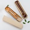 Natural Wooden Spoon With Box Handmade Wooden Fork Chopsticks Dinner Kit Kitchen Accessories