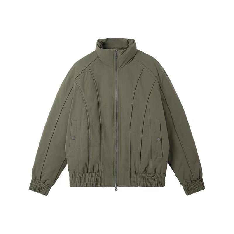 2025 m. madingas vyriškas retro amerikietiško stiliaus bomber baltas pūkinis švarkas