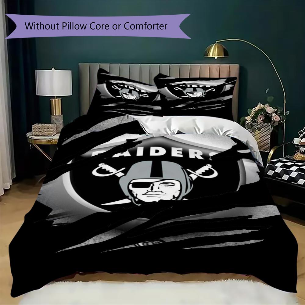 Las Vegas Raiders Pattern Bedding uilt Set uilt Cover Pillowcase Home Decoration Birthday Gift (1*duvet cover + 2*pillowcase without core)