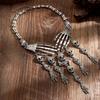 Gothic Punk Vintage Ghost Hand Skull Necklace Earring Set for Women Party Accessories