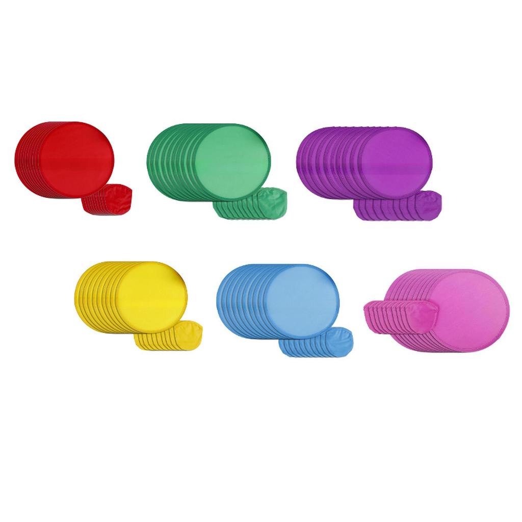 10x Faltfächer Tragbar Handgehalten Klassisch Polyester Wurfscheibe Runder Fächer für DIY Outdoor-Aktivität, Werbung, Auftritt