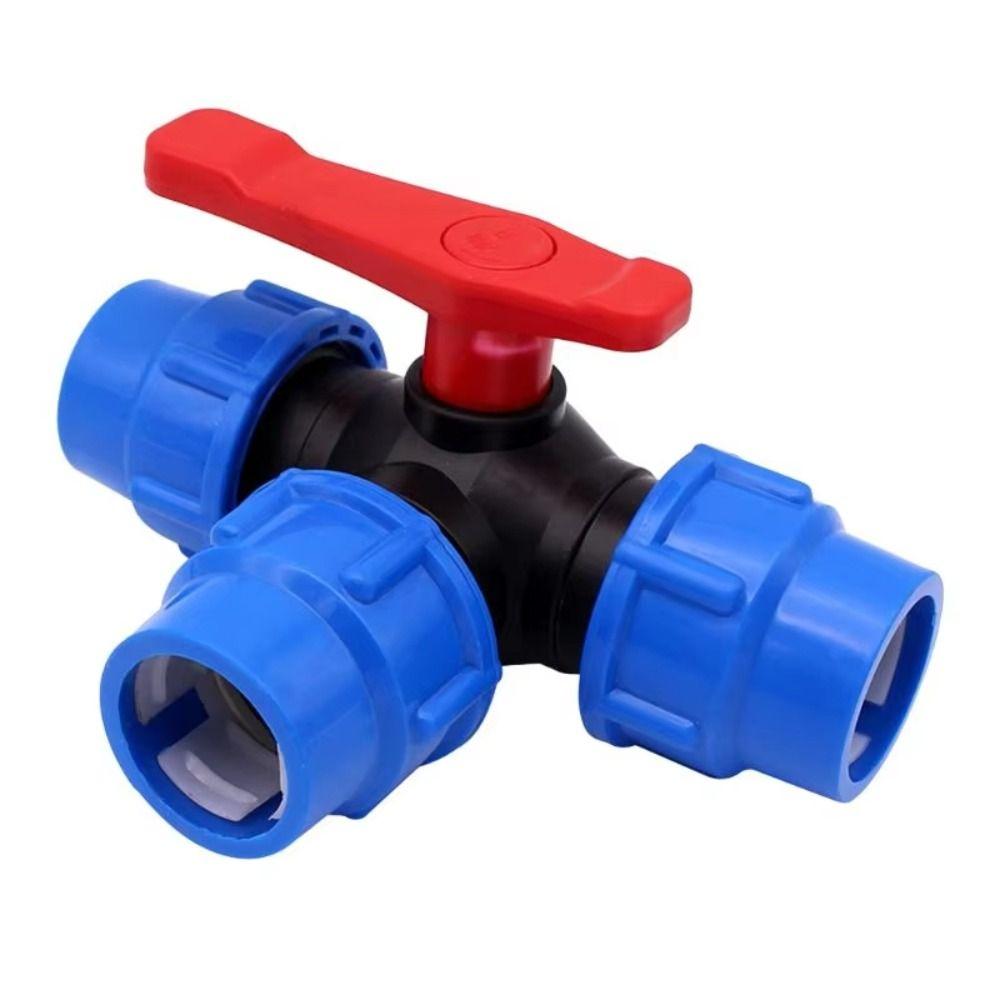 Irrigation PE Pipe Faucet Diverter 20/25/32/40/50mm Water Pipe Fittings 3-Way Ball Valve  Garden