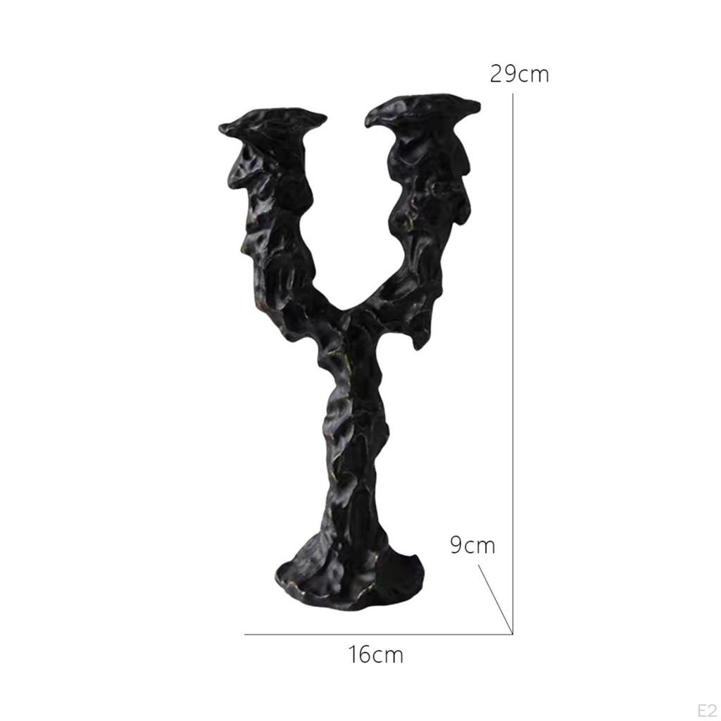 Double Candle Holder Sculptural Taper Candlestick Textured Candelabra for Bookshelf,