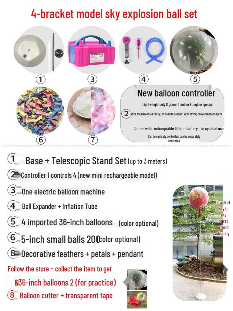 Outdoor Wedding Sky Explosion Balloons Set: Helium Balloons with Complete Assembly Tools for Hotels and Bridal Events