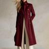 Women's Mid-Length Double-Breasted Color Wool Overcoat for Fall and Winter