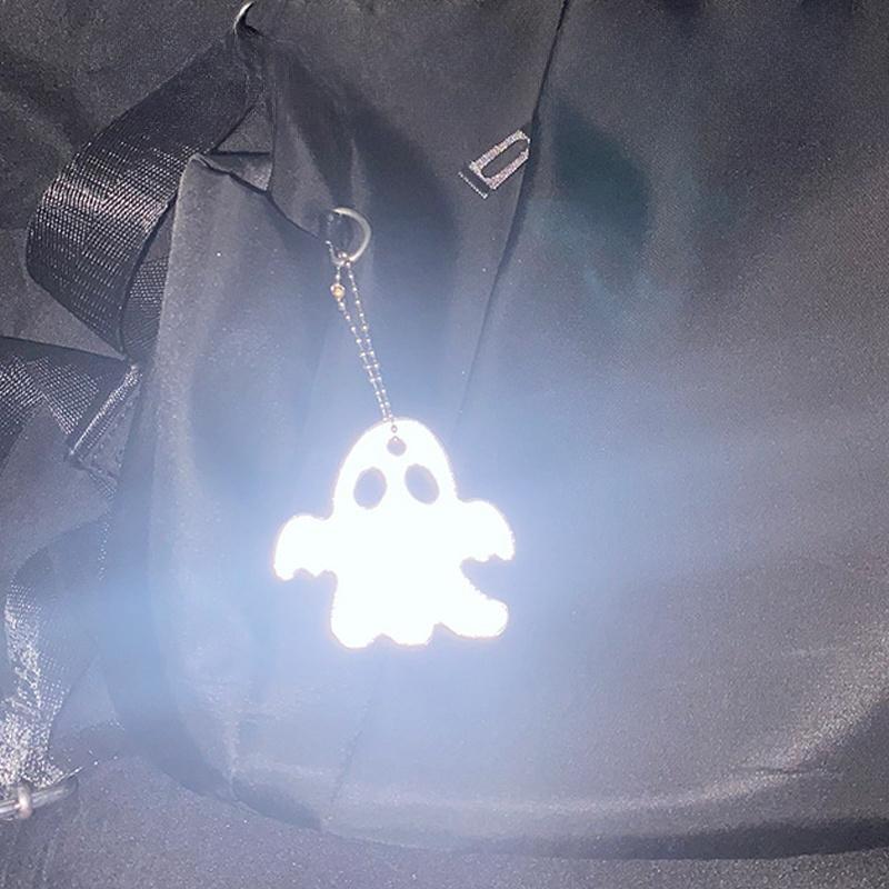 Geister Reflektierender Warnanhänger Reittasche Reflektierende Dekoplatte Sicherheitswarnung Geister Halloween Anhänger Kette Schlüsselanhänger