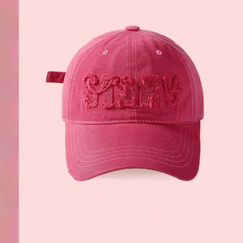 Girly Pink Baseball Cap With Soft Cotton Material And Curved Visor For Sunshade