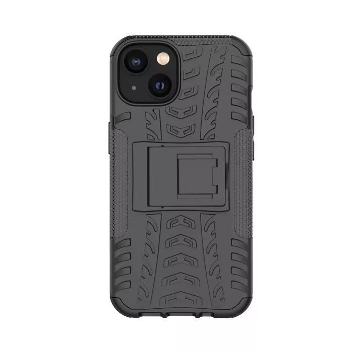 Coque antichoc pour iPhone 13 - Noir - Protection optimale - Support intégré - anti choc robuste